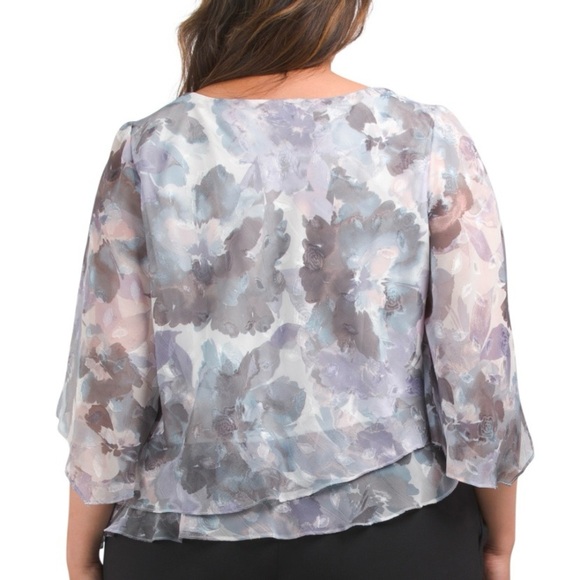 NWT Alex Evening Plus Size Floral Asymmetrical Blouse size 3X - Picture 2 of 2